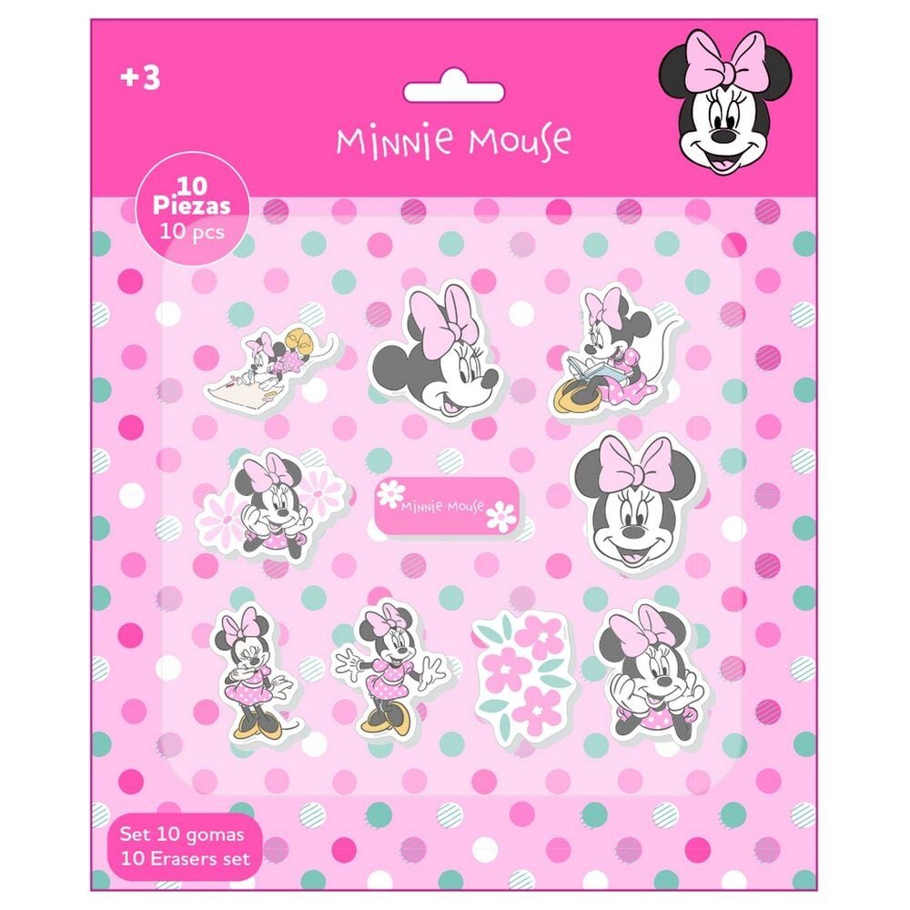 Blister pack of 10 Minty Minnie Disney erasers