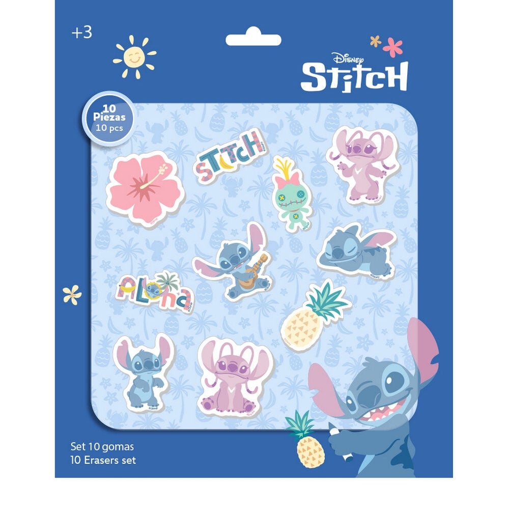 Blister pack of 10 Stitch Disney erasers