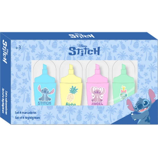 Blister pack of 4 Stitch Disney fluorescent highlighters