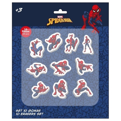 Blister pack of 10 Spiderman Marvel erasers