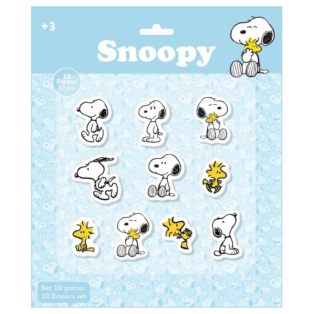 Blister pack of 10 Snoopy erasers