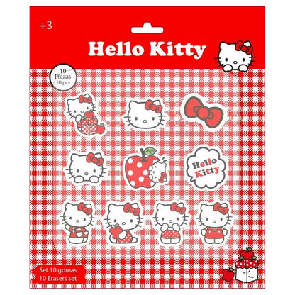 Blister pack of 10 Hello Kitty erasers