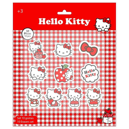 Blister pack of 10 Hello Kitty erasers