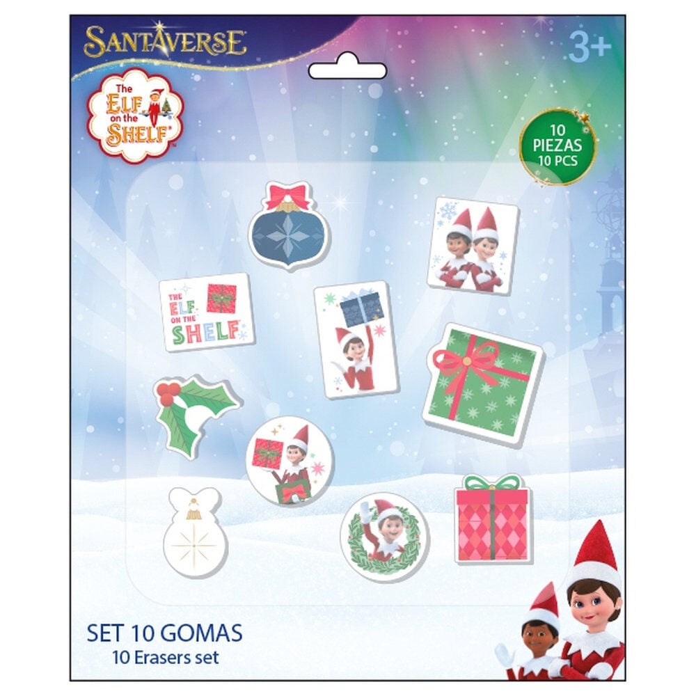 Blister pack of 10 Elf On the Shelf erasers