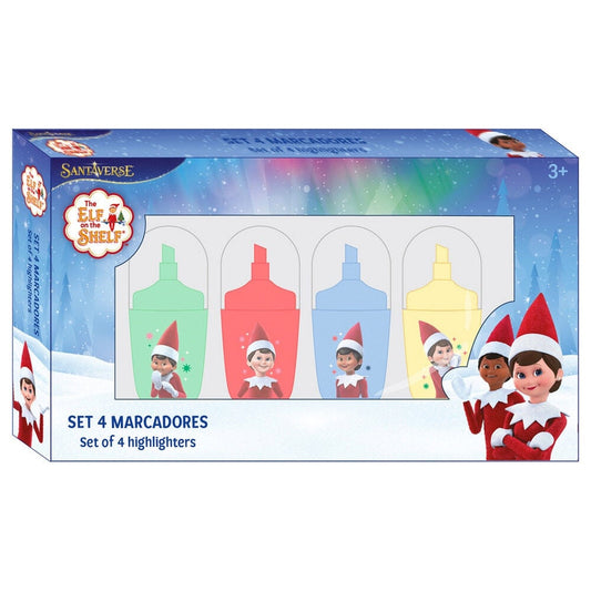 Blister pack of 4 Elf On the Shelf fluorescent highlighters