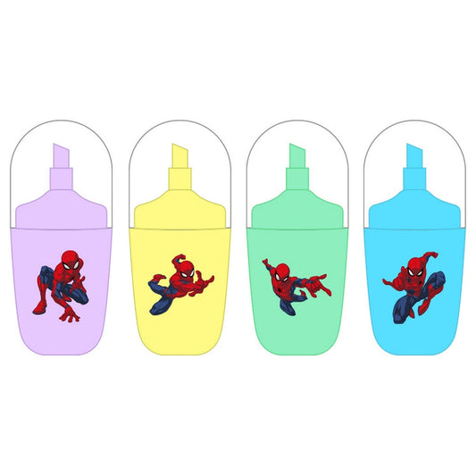Blister pack of 4 Spiderman Marvel fluorescent highlighters