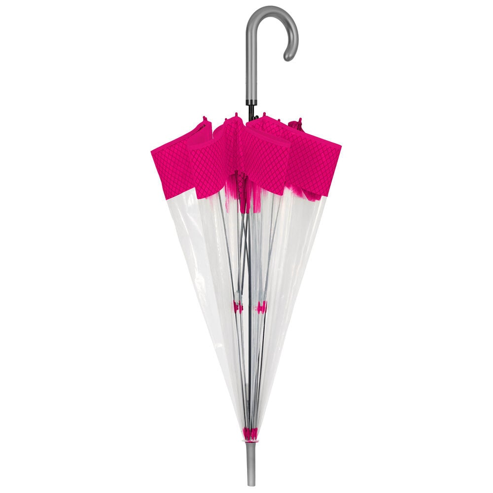 Automatic transparent umbrella with fluorescent trim, 61cm, assorted