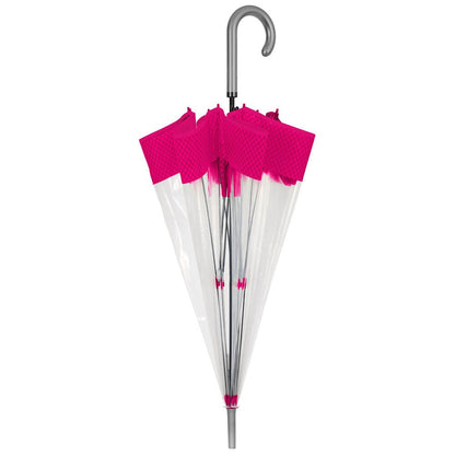 Automatic transparent umbrella with fluorescent trim, 61cm, assorted
