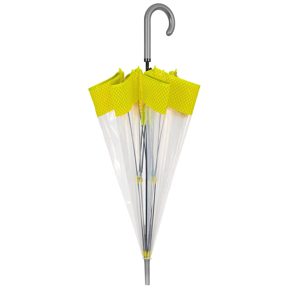 Automatic transparent umbrella with fluorescent trim, 61cm, assorted