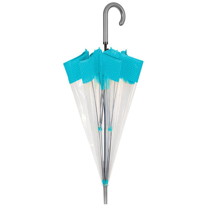 Automatic transparent umbrella with fluorescent trim, 61cm, assorted