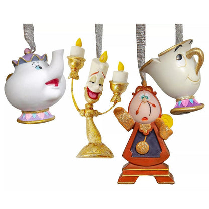 Set of 4 Disney Beauty and the Beast Christmas Ornaments