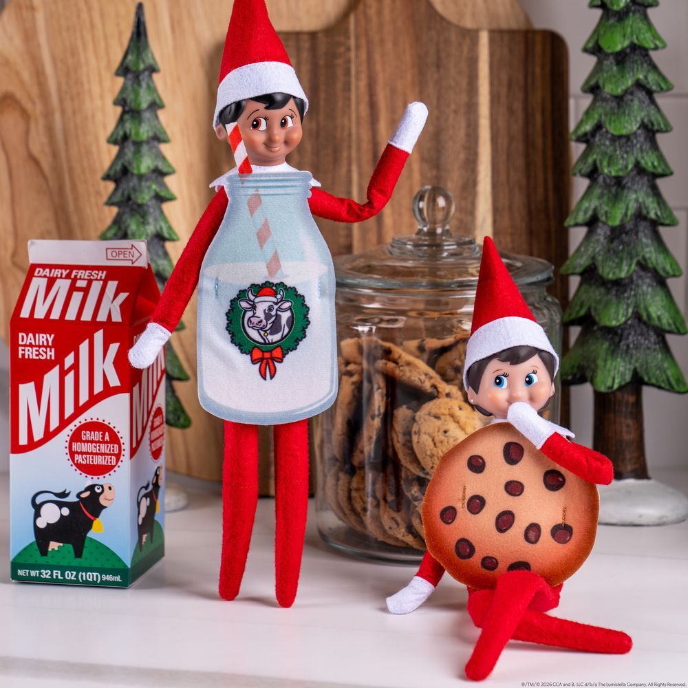 Elf on the Self Outfit: Cookie and Milk Bottle