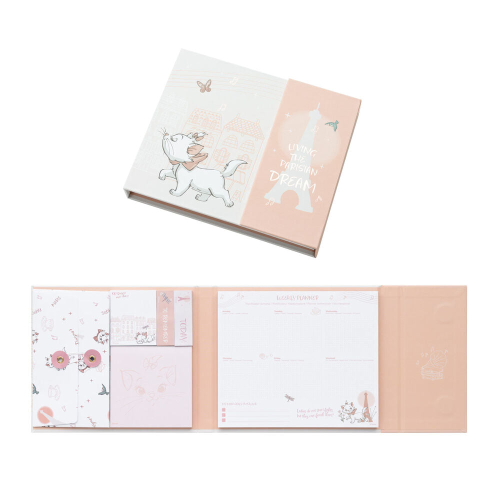 Weekly planner with sticky notes Marie The Aristocats Disney