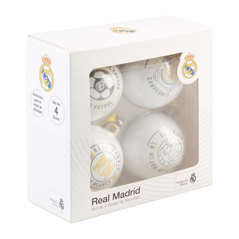 Blister pack of 4 Real Madrid Christmas baubles