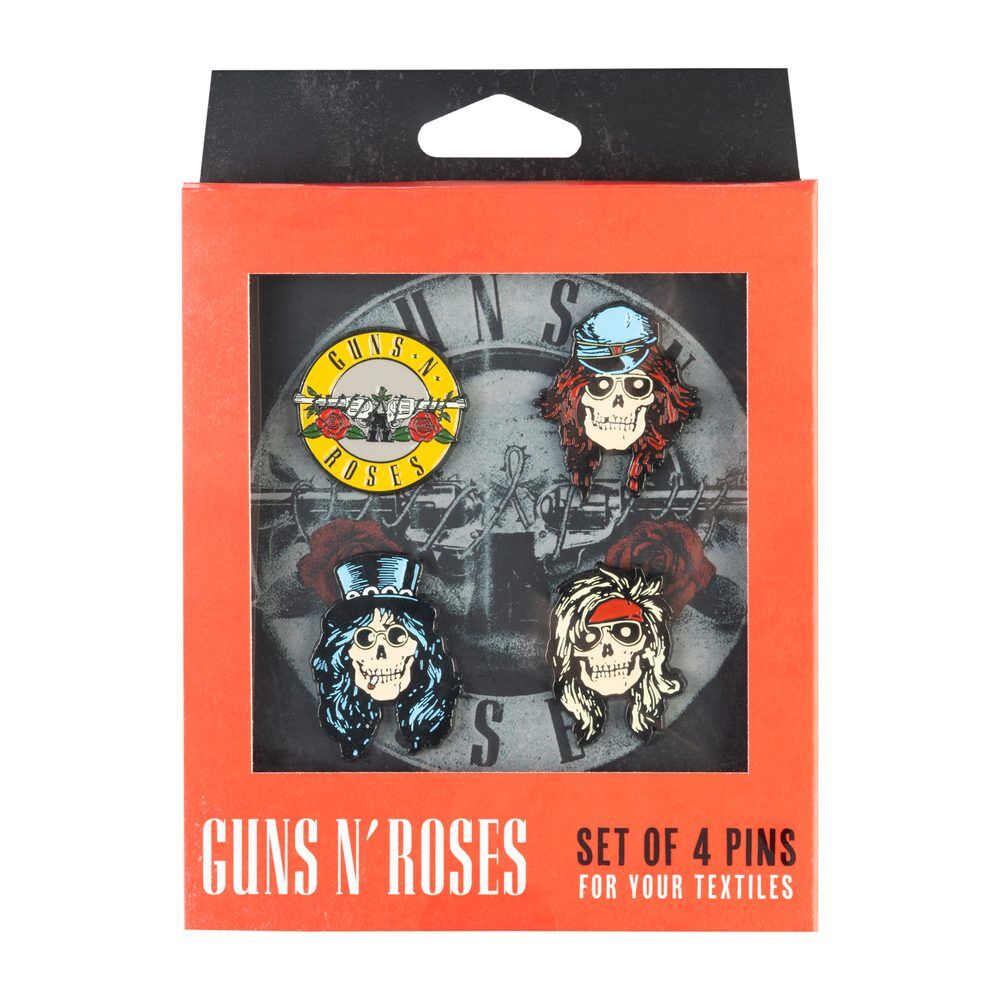 Blister pack of 4 Guns N Roses pins