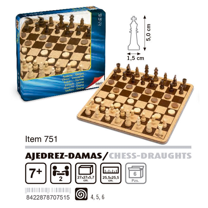 Wooden Chess and Checkers Set